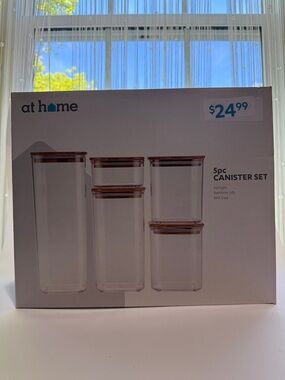 at home 5pc Clear Food Canister Set with Bamboo Lids - Brown